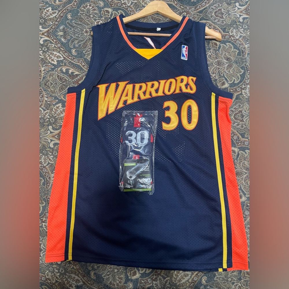 New Custom Steph Curry Jersey And Socks Size L